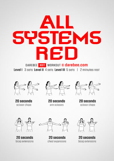 All Systems Red is a DAREBEE home fitness, no equipment High Intensity Interval Training (HIIT) workout that helps you get fitter faster.
