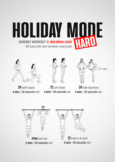 Holiday Mode is a DAREBEE full body home fitness strength and tone workout that will take you to the limit of your ability and help you level up.