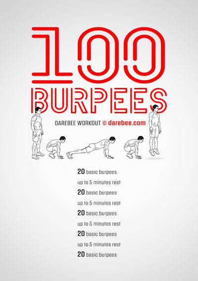 100 Burpees Darebee home fitness no-equipment bodyweight workout