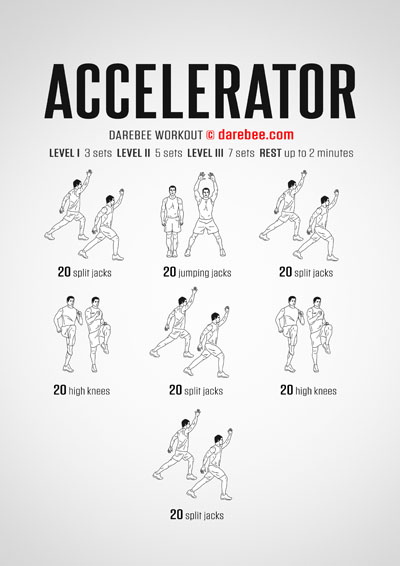 Accelerator is a Darebee home fitness workout that helps you build up speed in the way your muscles move your body.