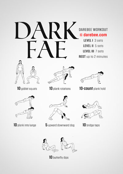 Dark Fae is a no-equipment, bodyweight home fitness workout