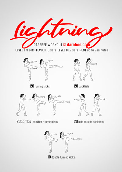 Lightning is a Darebee home fitness combat-moves based workout