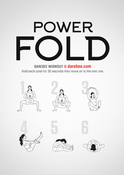 Power Fold is a DAREBEE home-fitness, yoga-based workout that combines tendon and ligament strength exercises with agility and flexibility for a full-body invigorating experience.