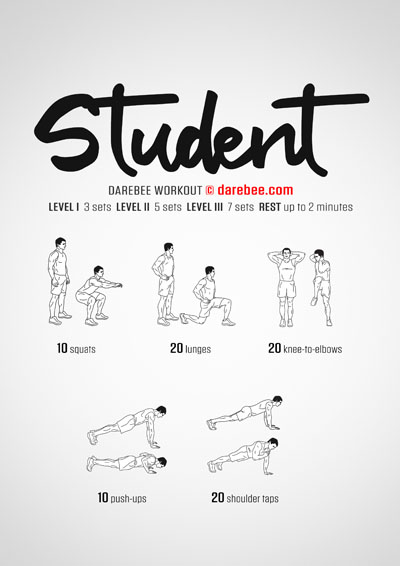 Student is a Darebee no-equipment home workout that makes you stronger.