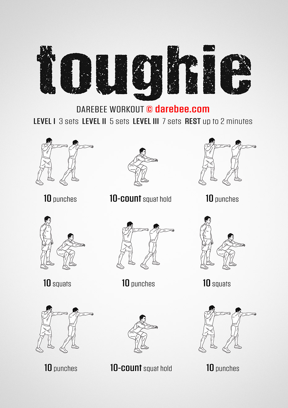 Toughie is a DAREBEE no-equipment home fitness, total body workout that helps you feel stronger and get healthier at home.