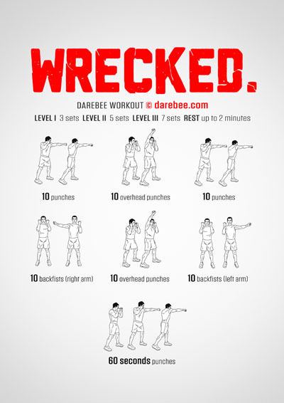 Wrecked is a Darebee home-fitness upper body, combat-moves based workout that does work almost every muscle in the body and tests your aerobic and cardiovascular fitness, in the process.
